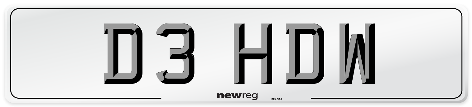 D3 HDW Number Plate from New Reg